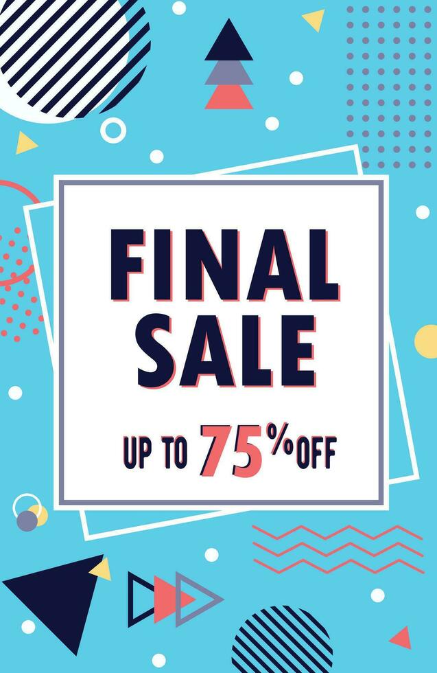 Modern Memphis style sale banner and discount offer. Vector background in bright colors for website, flier or social media marketing