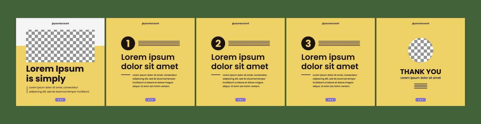 set of editable carousel templates for social media posts. social media template with yellow theme vector