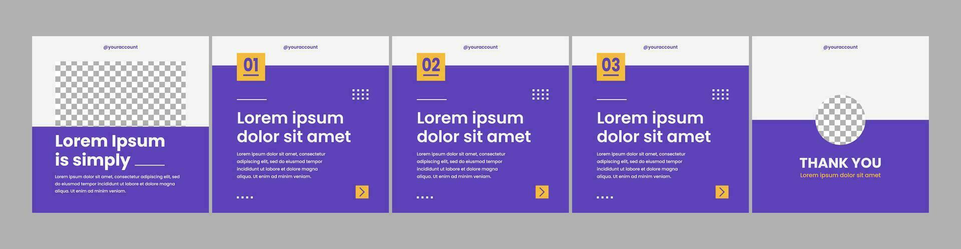 set of editable carousel templates for social media posts. social media template with purple theme vector