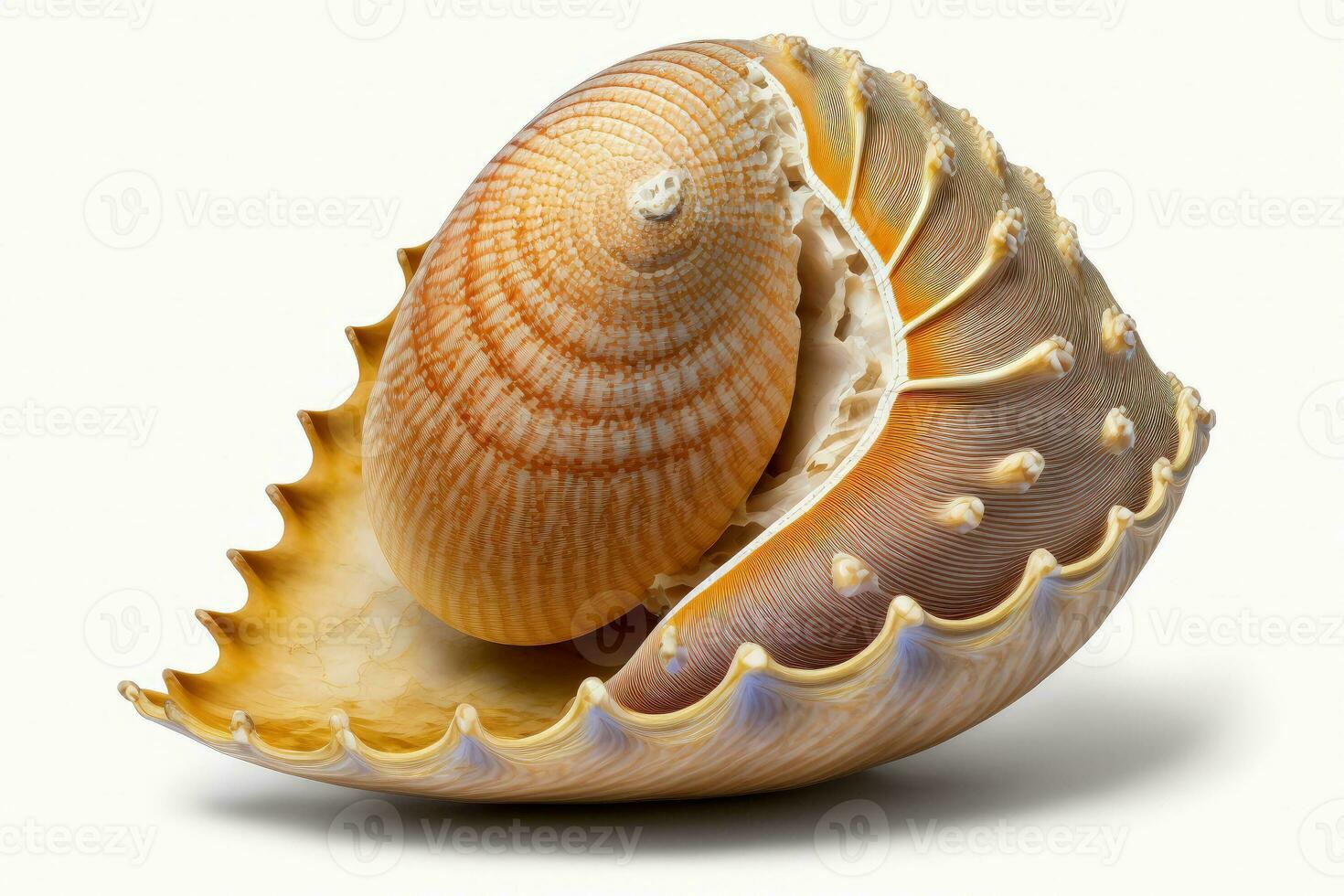Isolated on a white backdrop, a large, lovely seashell photo