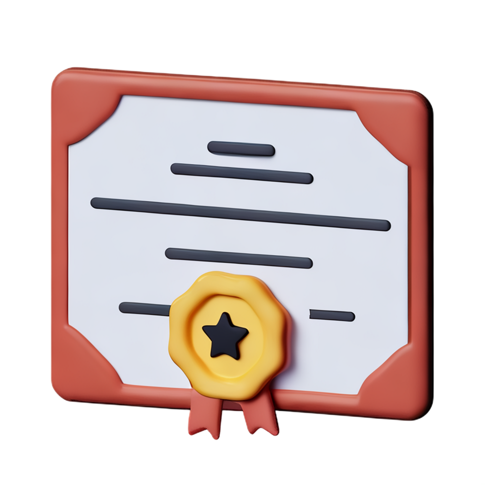 certificate 3d rendering icon illustration png