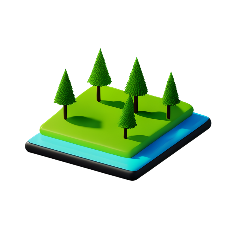 forest 3d rendering icon illustration png