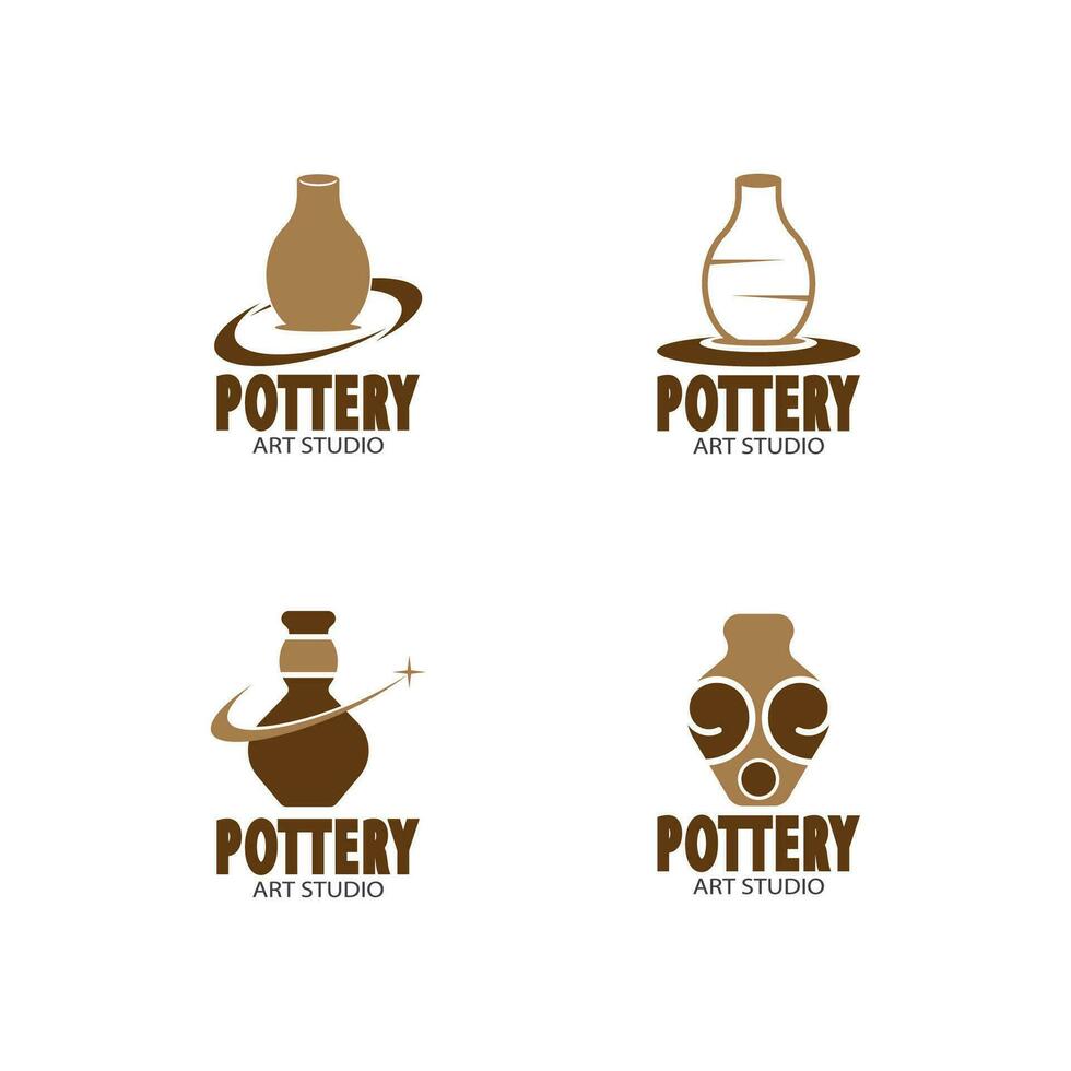 Pottery Art Studio Logo Vector Template Illustration