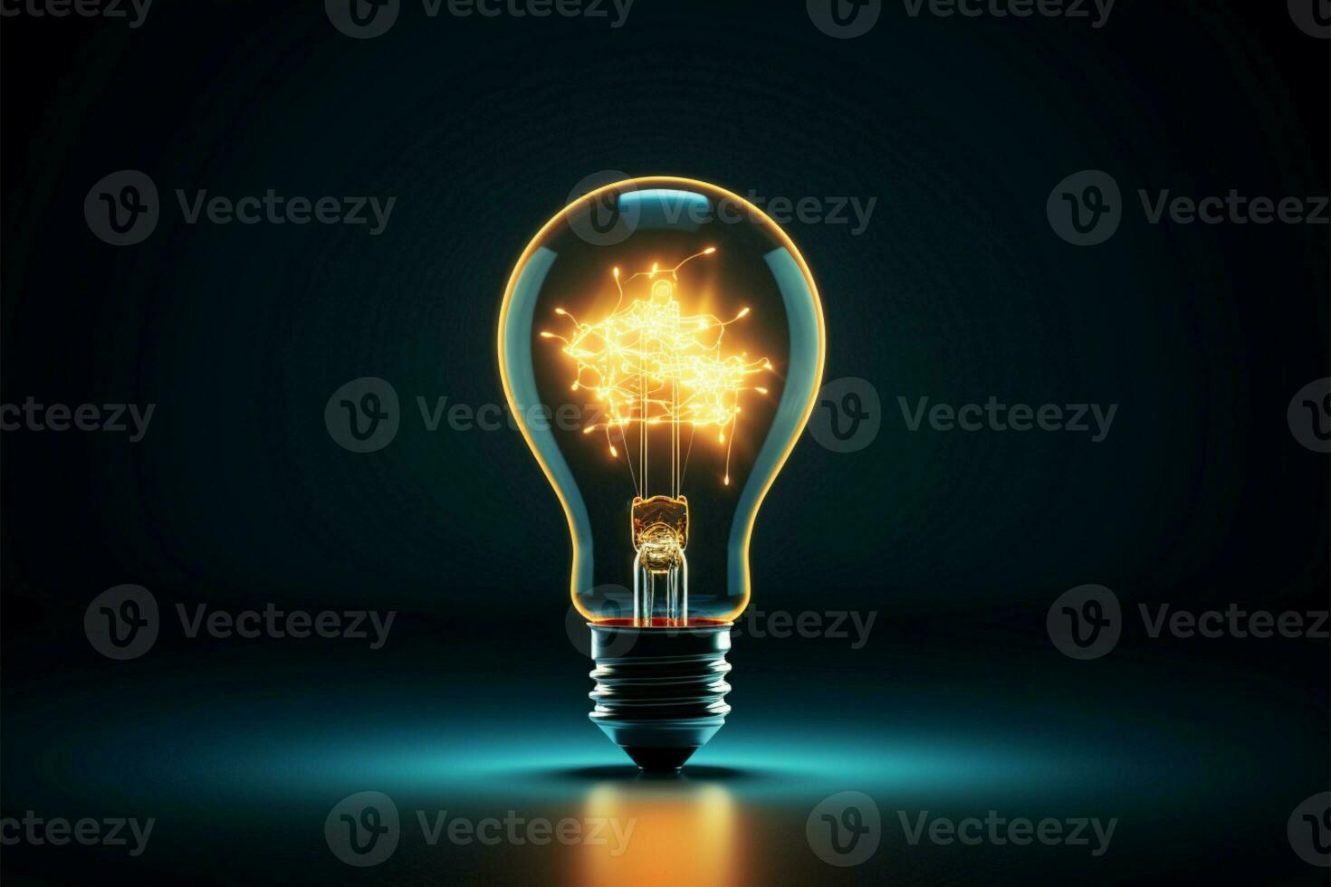 Creativity takes shape as a light bulb outline on a dark backdrop AI Generated photo