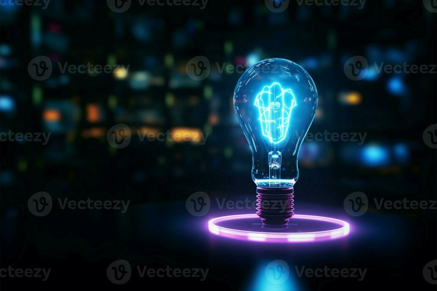 Electric lamp hologram with space for messages AI Generated photo