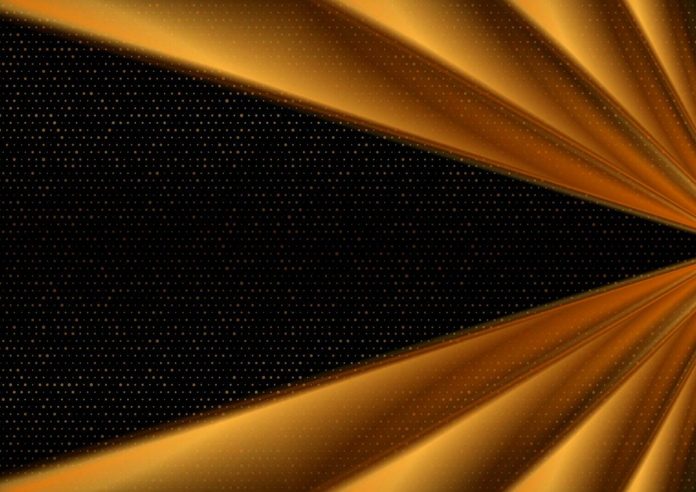 Smooth bronze stripes and shiny dots on black background vector