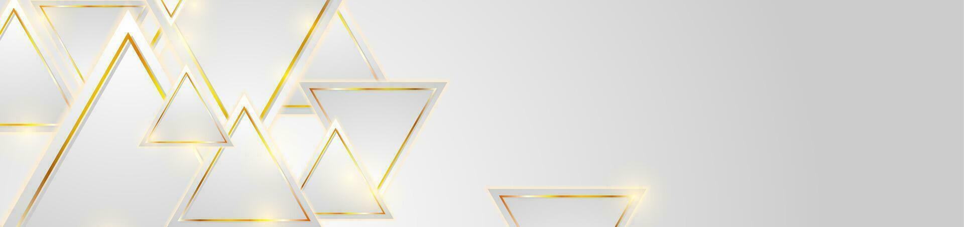 Grey and shiny golden abstract geometric vector background