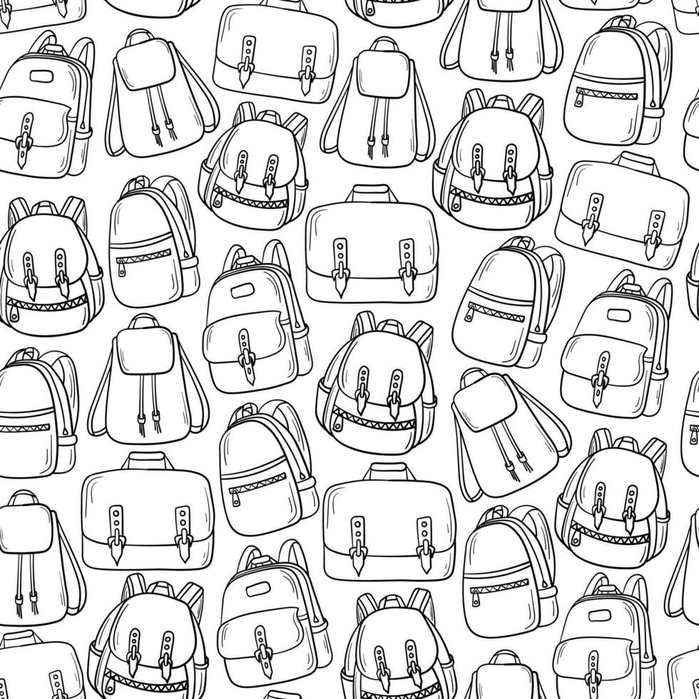 Doodle black and white pattern. The print is made of sloppy elements on the theme of education, work and science. vector