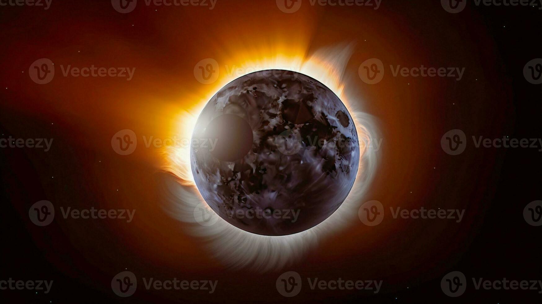 Astronomical phenomenon, solar eclipse view from Komos. AI generated. photo