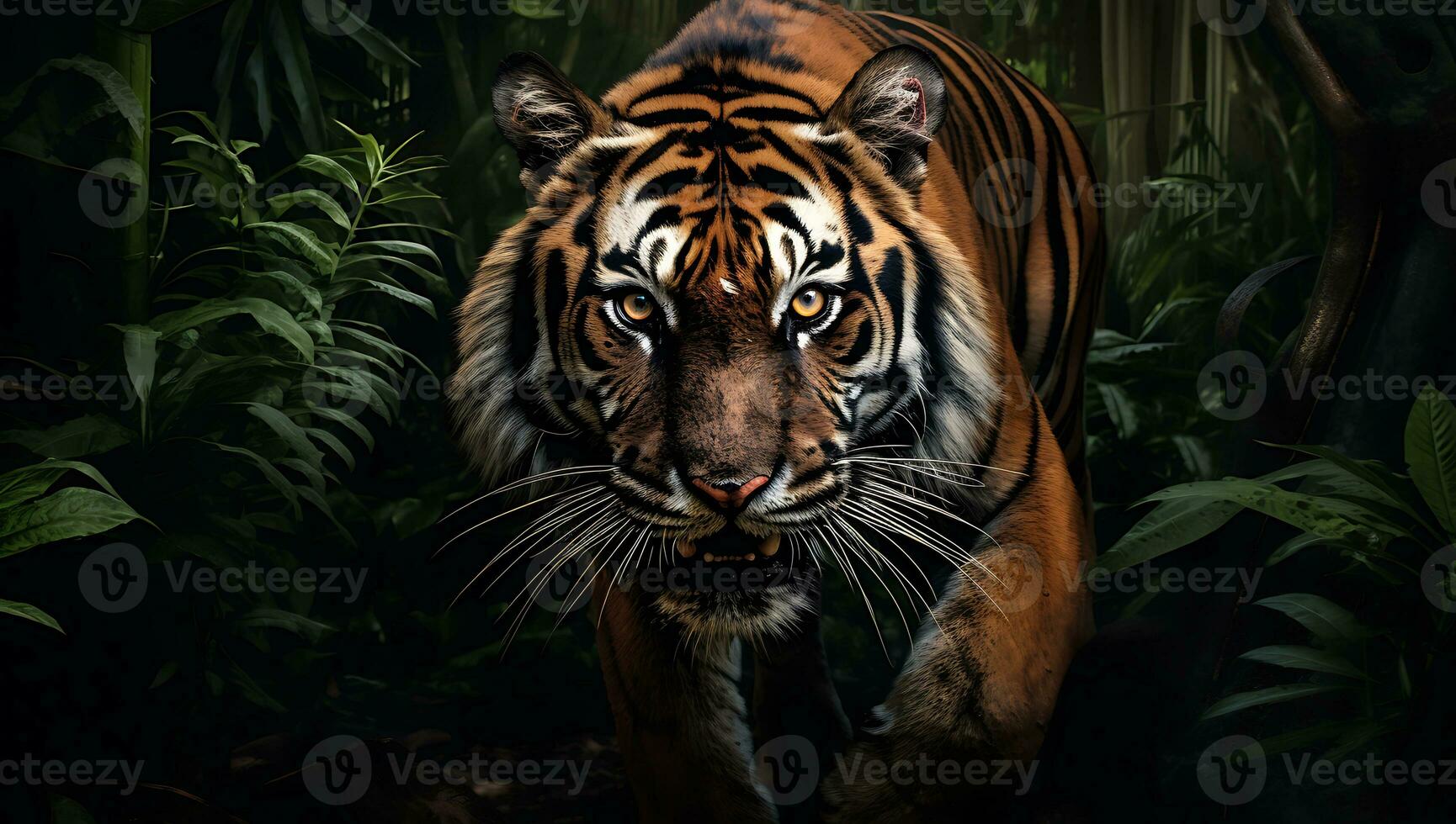 Tiger in the jungle,3d rendering. Computer digital drawing. photo