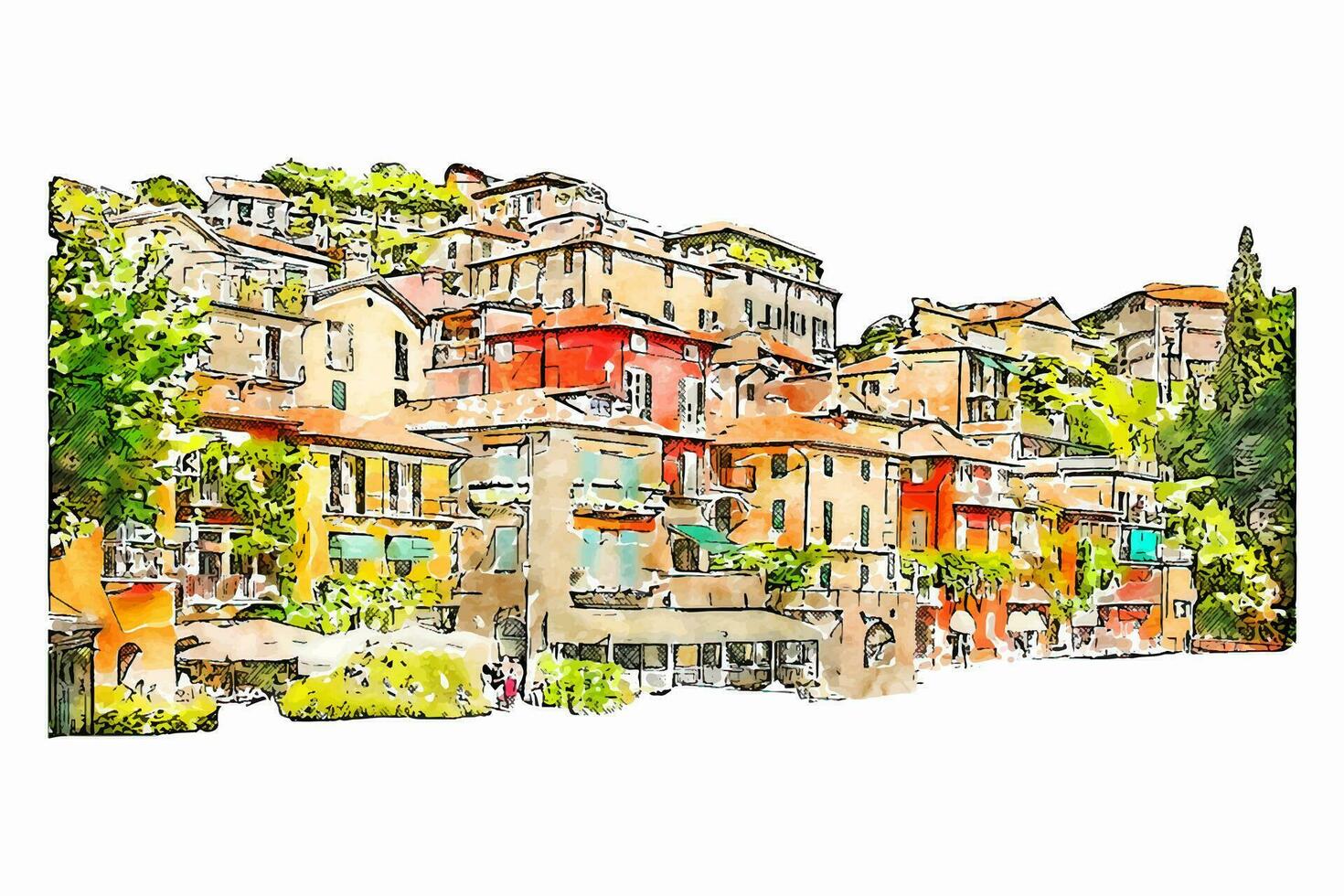 varenna como Italia acuarela mano dibujado ilustración aislado en blanco antecedentes vector