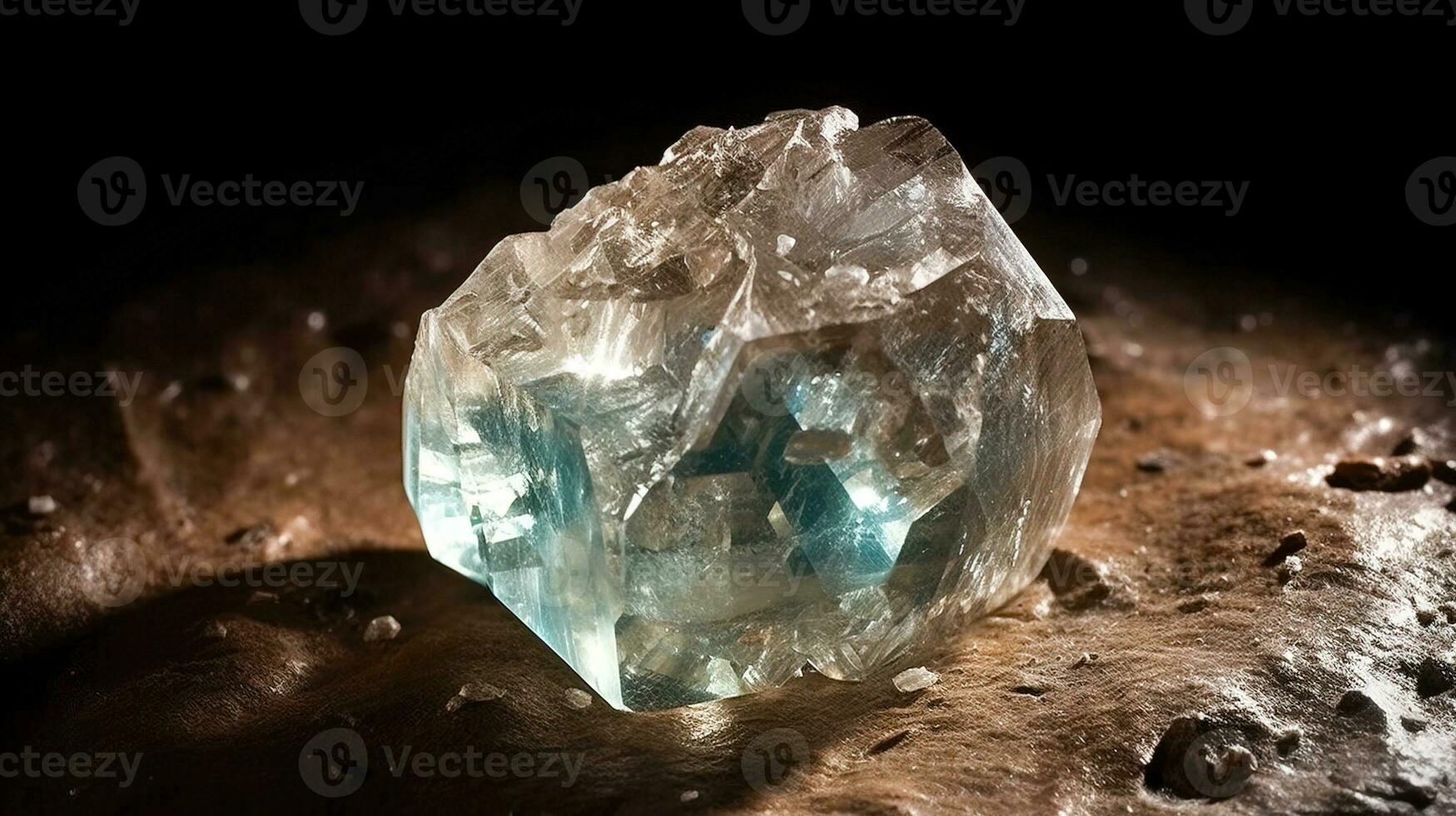 Diamond is rare precious natural geological stone on gradient background in low key, isolate. AI generated. photo