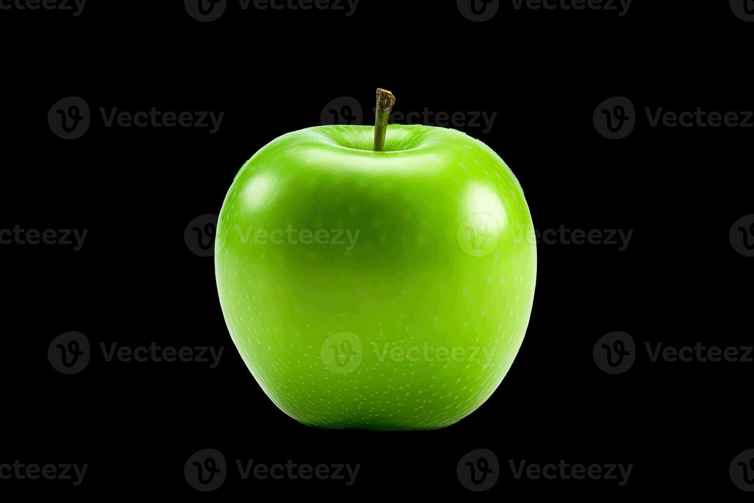 A perfectly fresh green apple is captured on a transparent background, with a full depth of field and a clipping path. photo