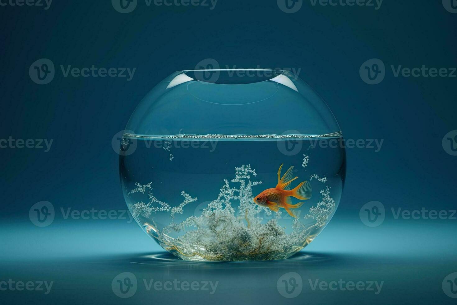 pez de colores nadando en un cristal claro cuenco foto