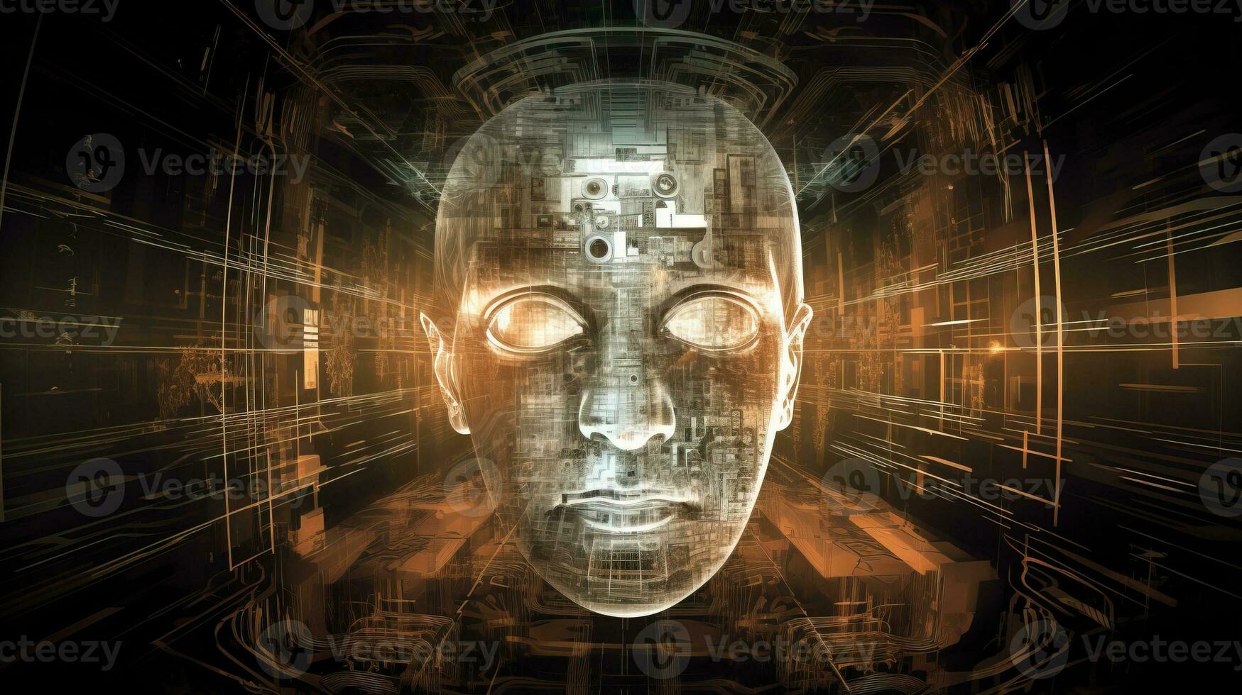 Digital technologies of the future. Communications of artificial intelligence. AI generated. photo