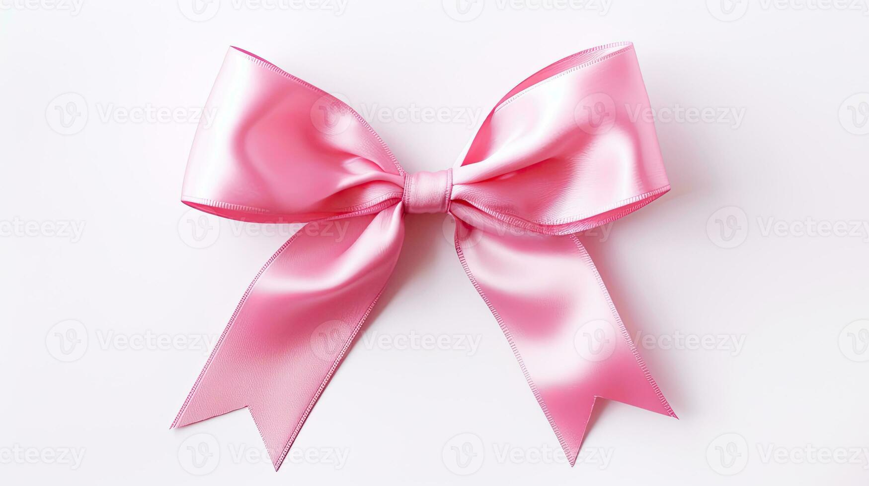 Pink ribbon bow on white background Stock Photo