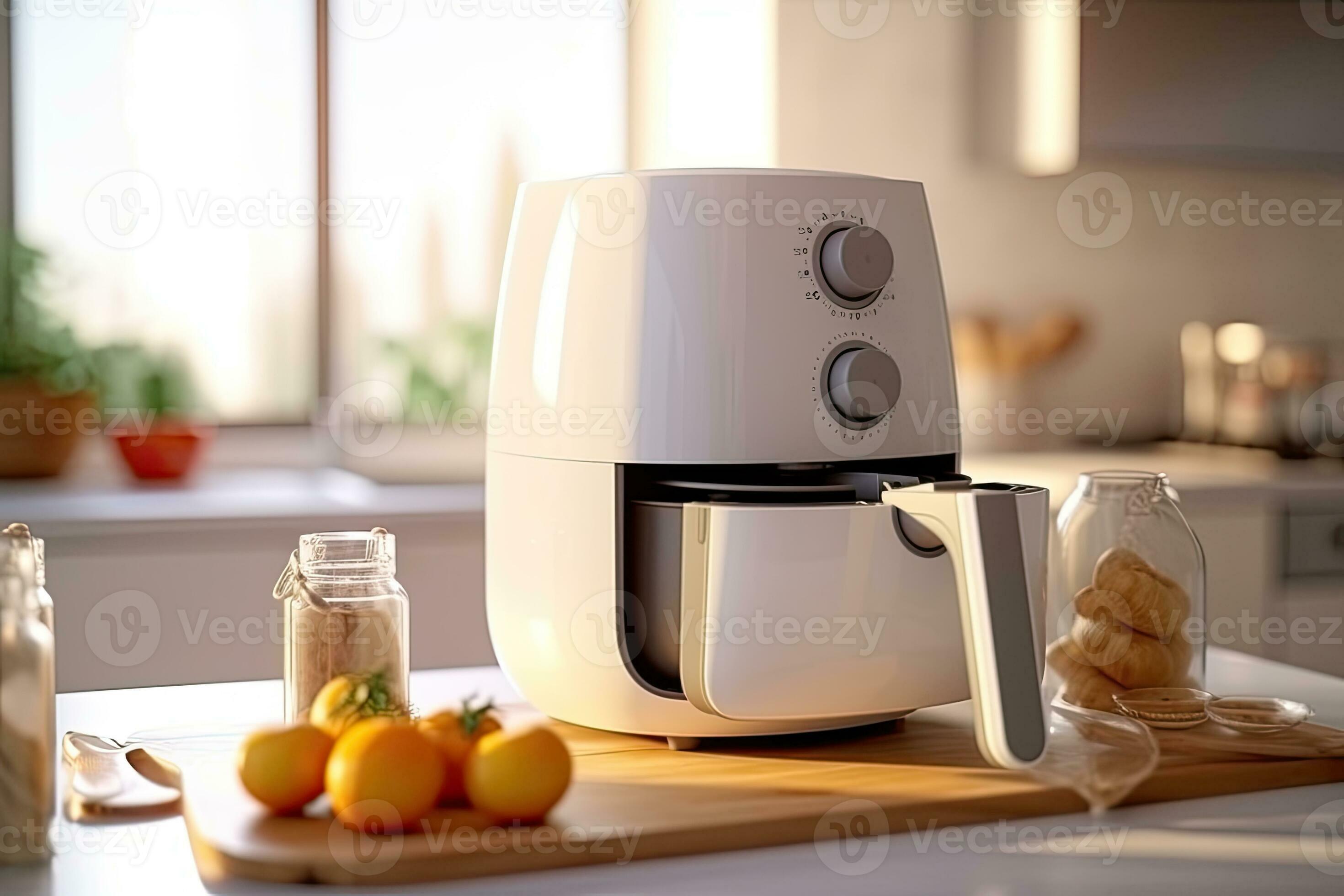 air fryer appliance is on white marble table in nice interior design  kitchen dinning room of house. Generative Ai 28250729 Stock Photo at  Vecteezy
