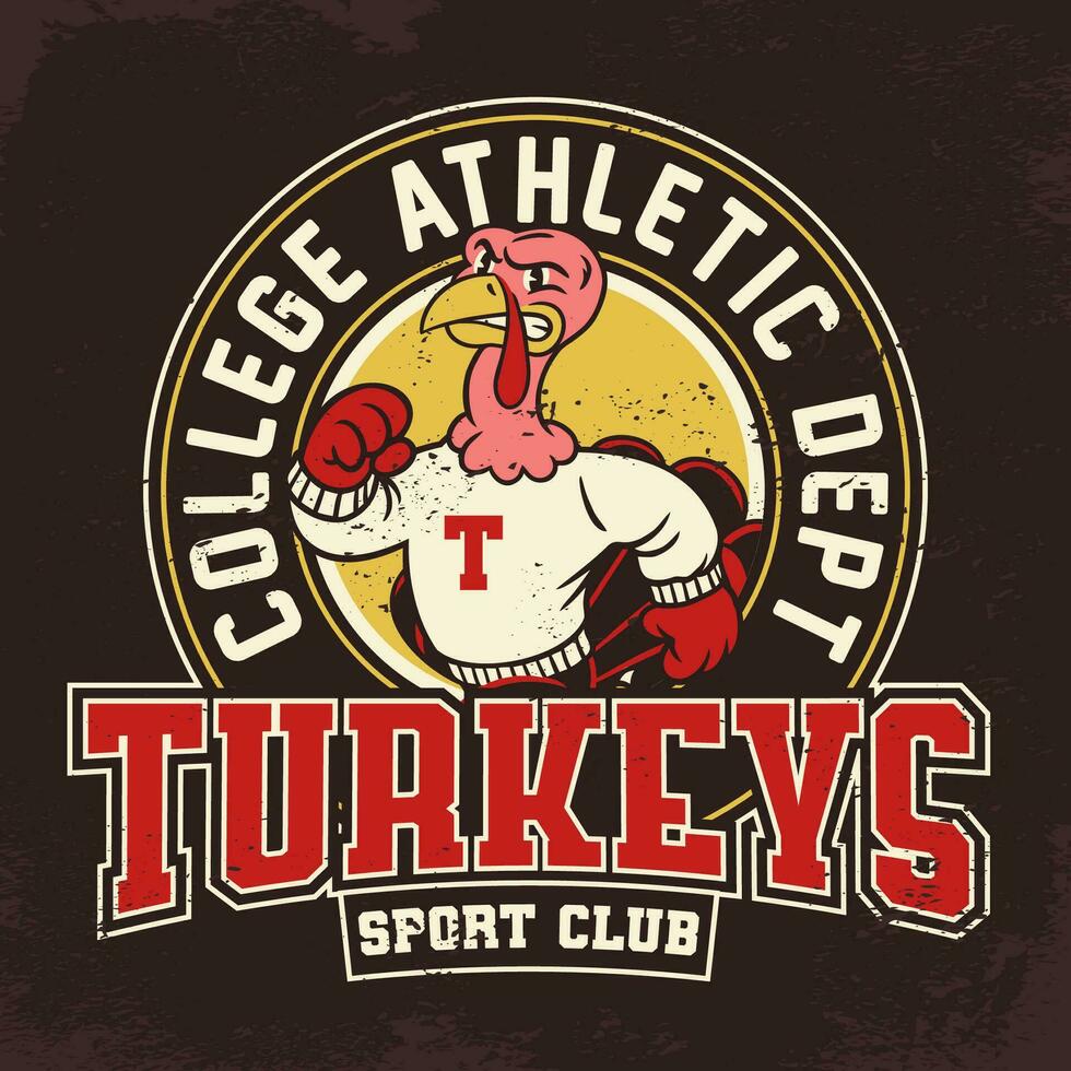 Turkeys College Sport Club Vintage Shirt in Retro Style vector