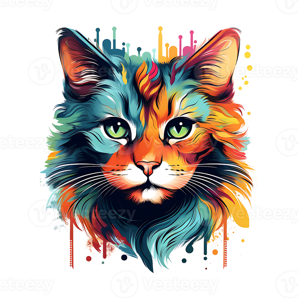 Watercolor a cat illustration on a white background, Ai Generated png