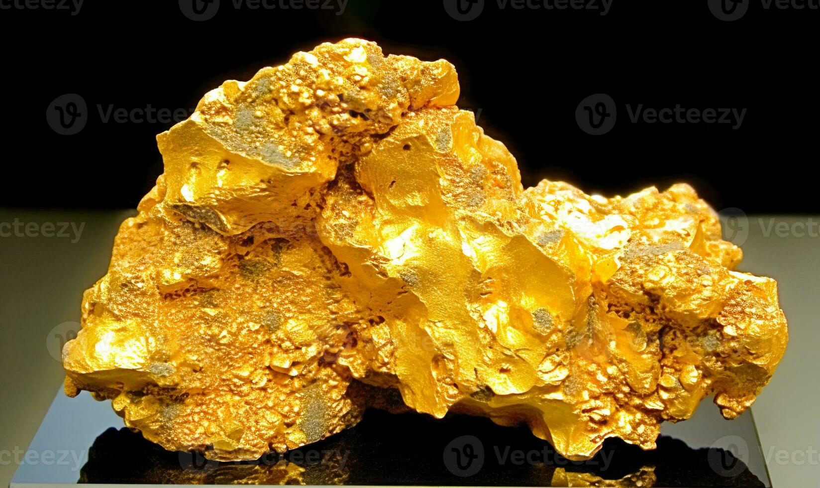 Gold is rare precious natural geological stone on gradient background in low key, isolate. AI generated. photo
