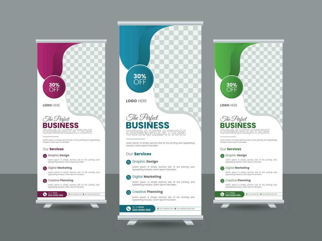 Modern Exhibition Advertising Trend Business Roll Up Banner, Business agency roll up banner design or pull up banner template, x-banner, Standee Banner, EPS - Vector