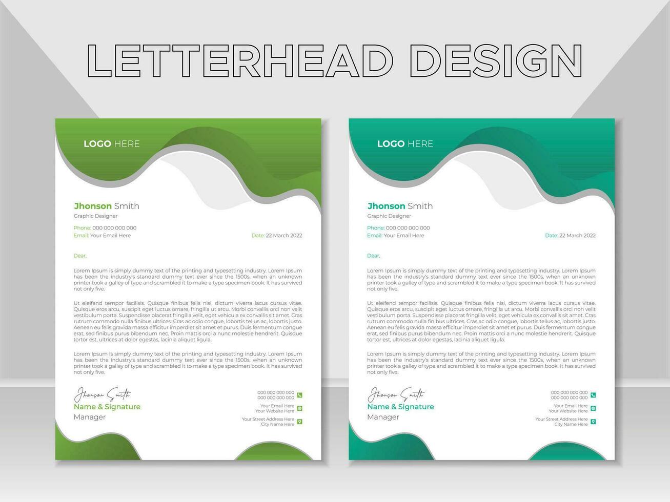 Corporate Modern Letterhead Design Template, Business Letterhead Design, Business style letter head templates for your project design. vector