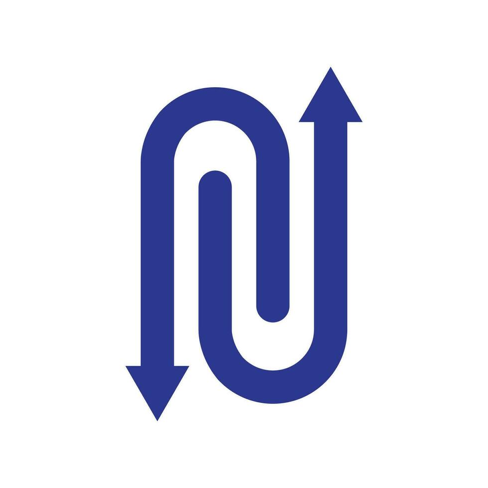 Letter NU Vector Up and Down Arrow Logo