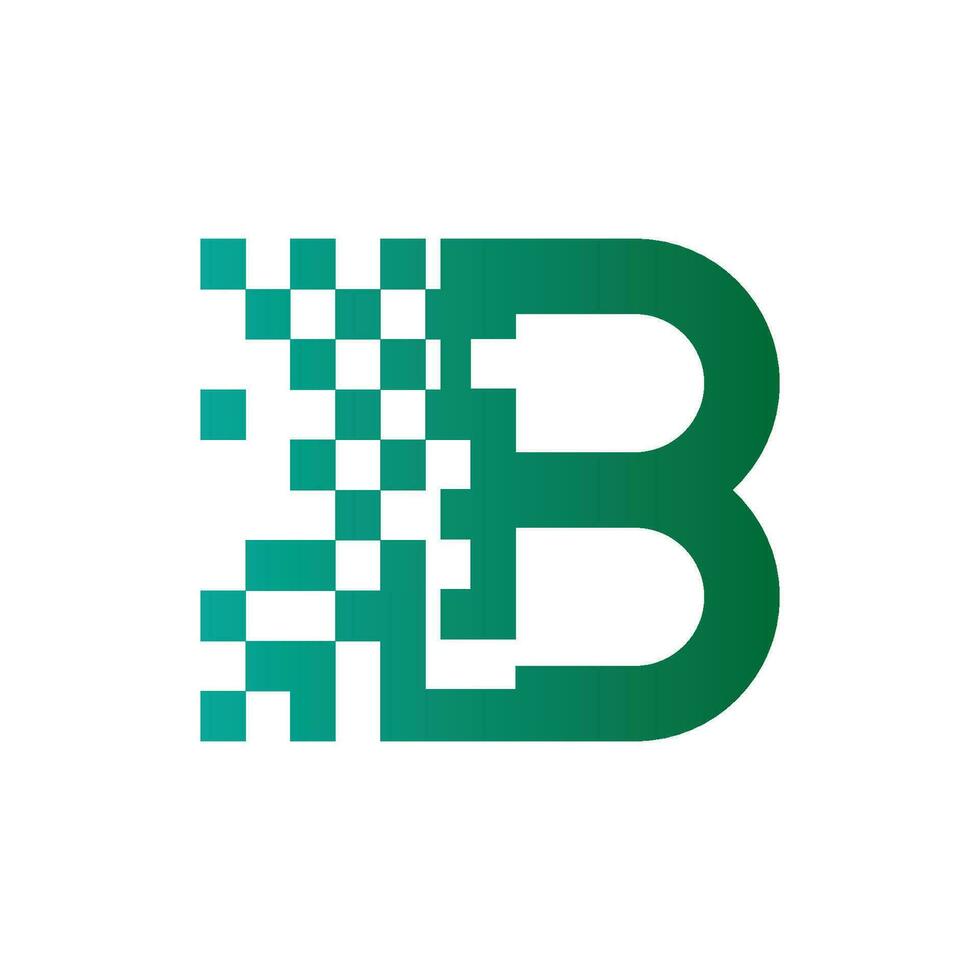 Pixel Letter B Vector Logo Design..