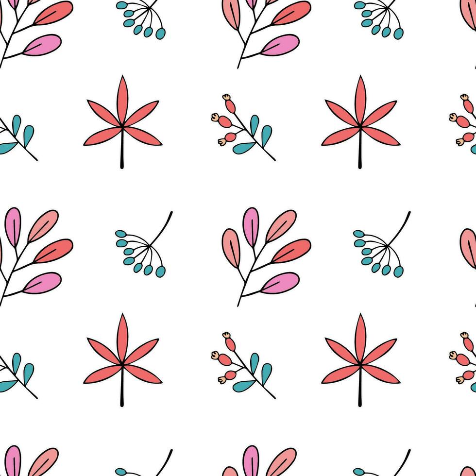Seamless illustration with autumn leaves. Concept for textile fabric, wrapping paper or wallpaper. Vector