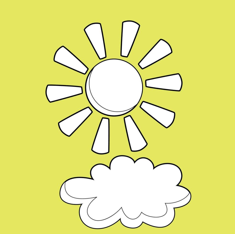 Sun and Cloud Weather Nature Cartoon Digital Stamp Outline vector