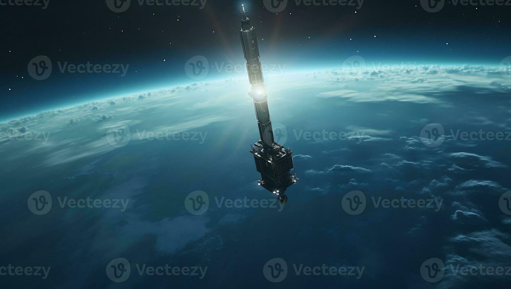 space station orbiting the planet Earth in space photo