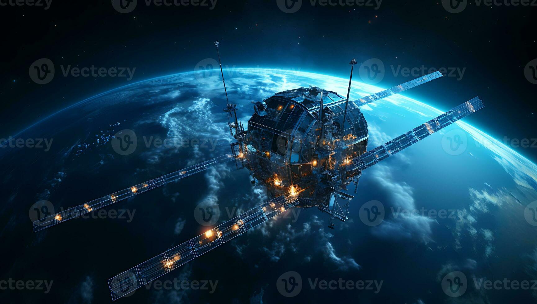 Satellite orbiting the planet Earth photo
