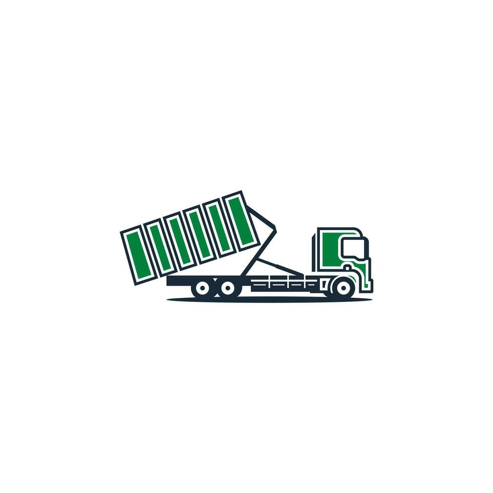 Garbage truck iconic vector, isolated on white background. vector