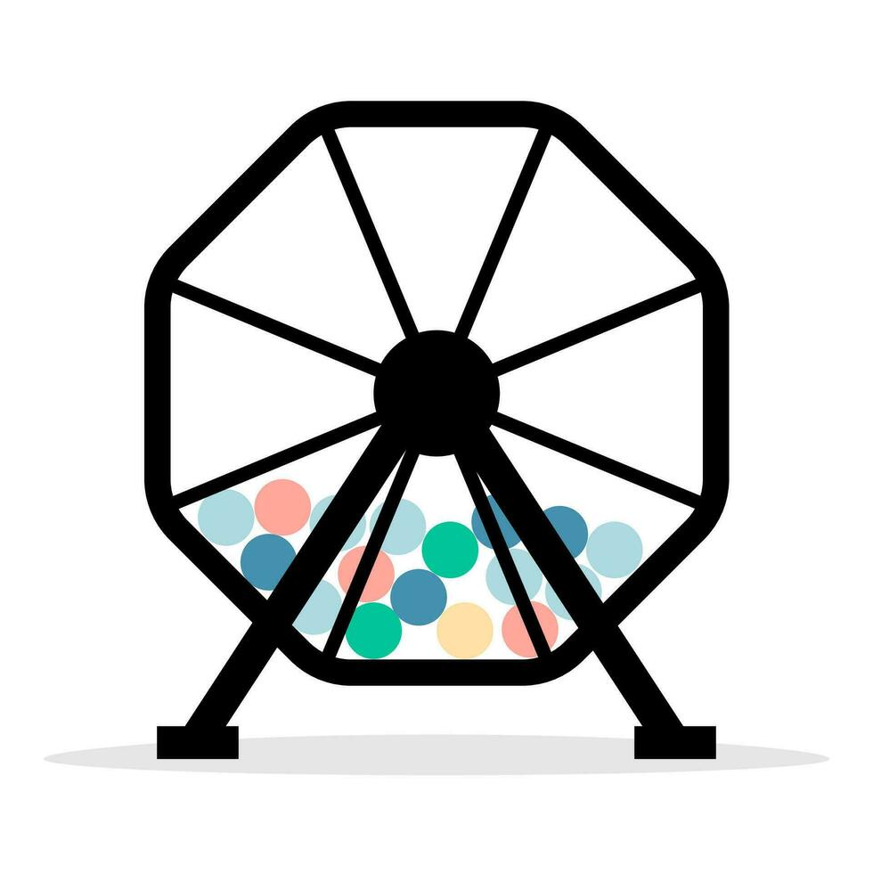 ferris random lottery wheel number, Lottery basket. Vector illstration cartoon style.