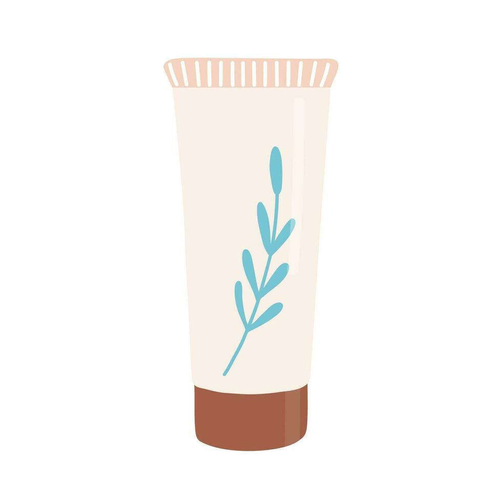 Skin care product, cream. Flat cartoon cosmetic color hand drawn illustration vector