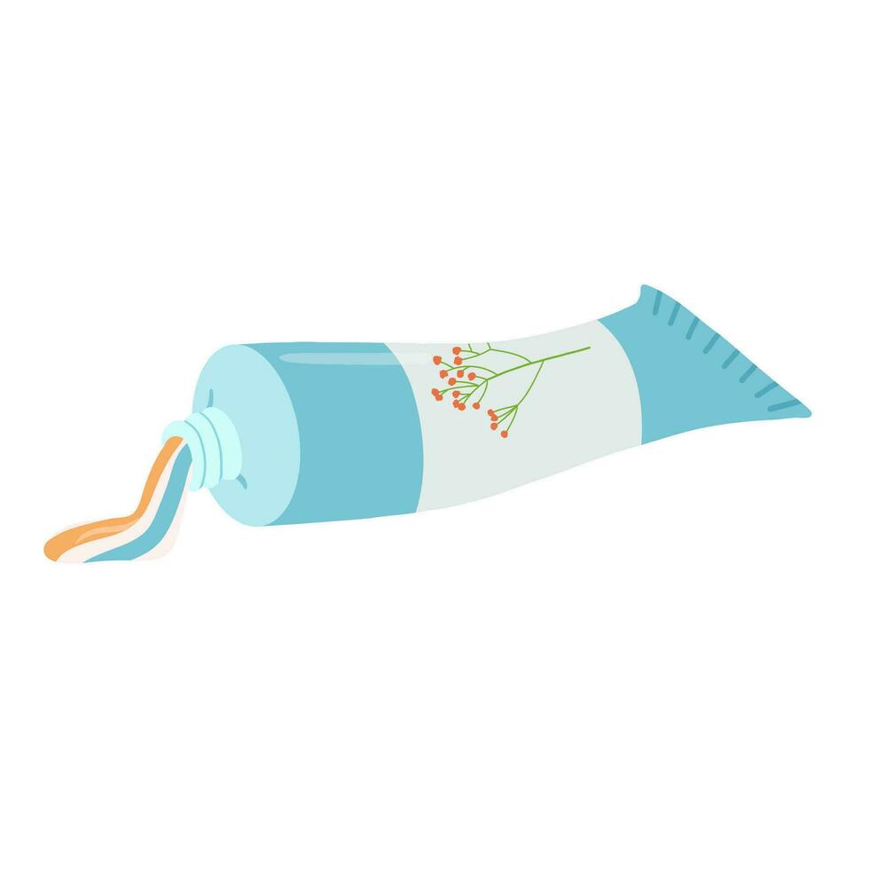 Open tube of toothpaste, Tooth Care vector cartoon sketch. Dental Hygiene Accessory Symbol.