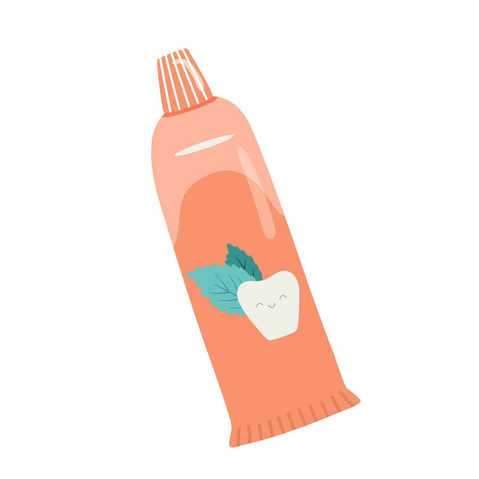 Cute Toothpaste, Tooth Care vector cartoon sketch. Dental Hygiene Accessory Symbol.