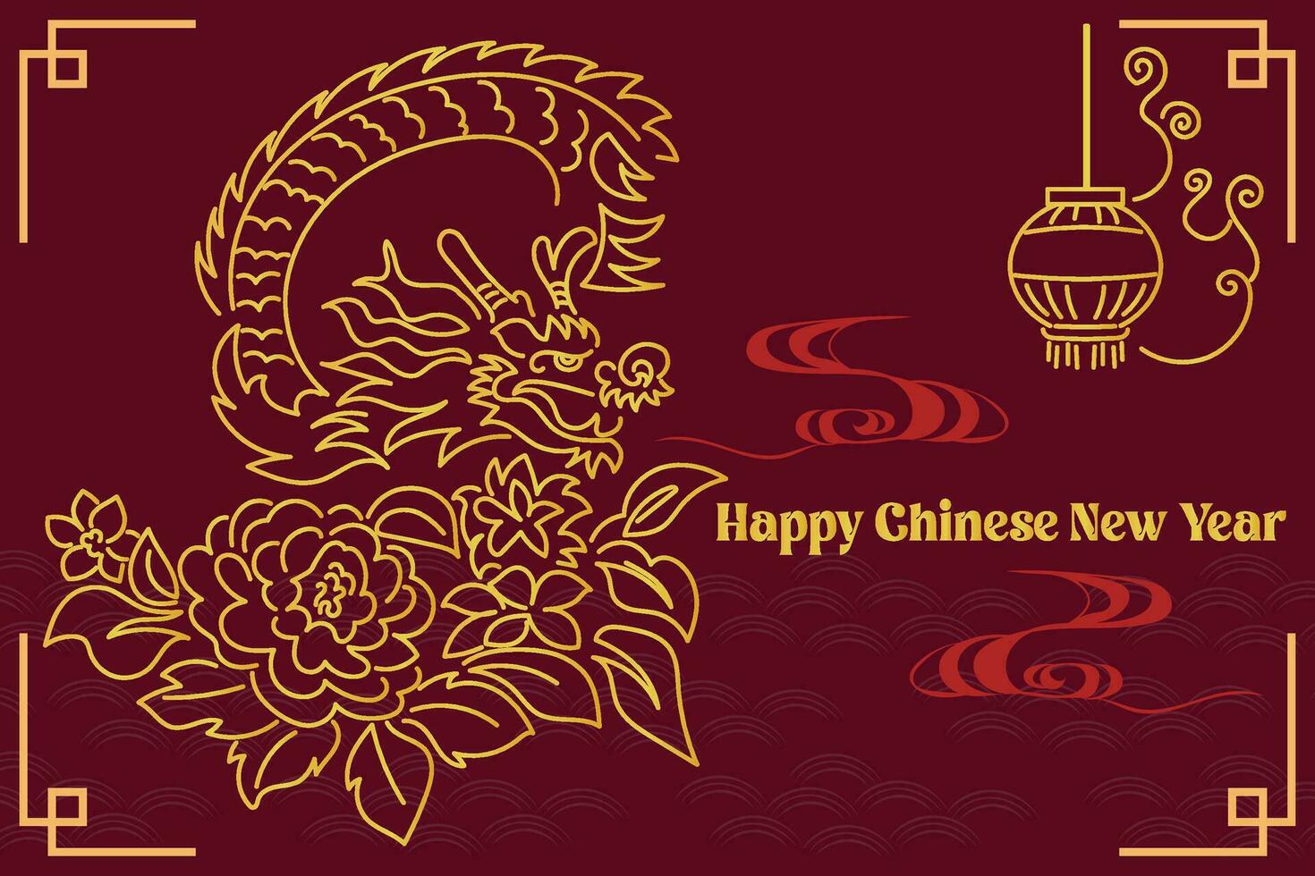 Chinese New Year 2024, the year of the Dragon, vector