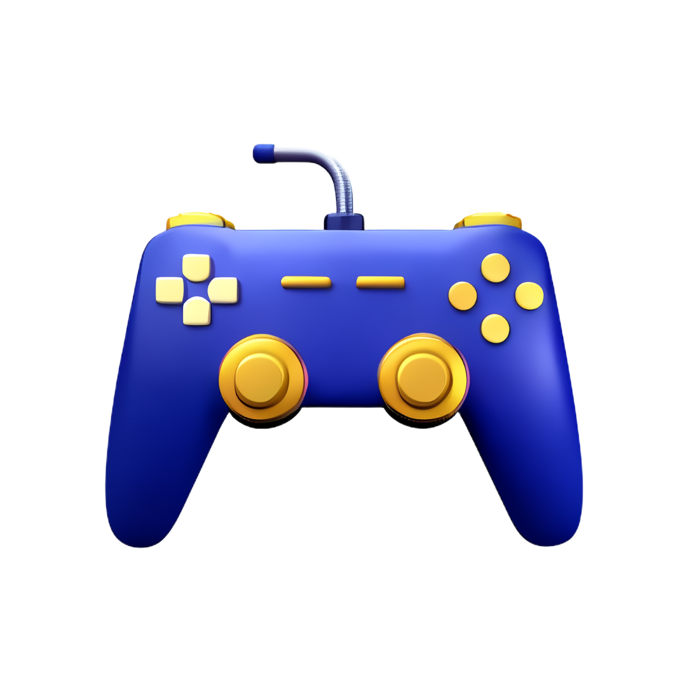 blue game controller icon on transparent background png