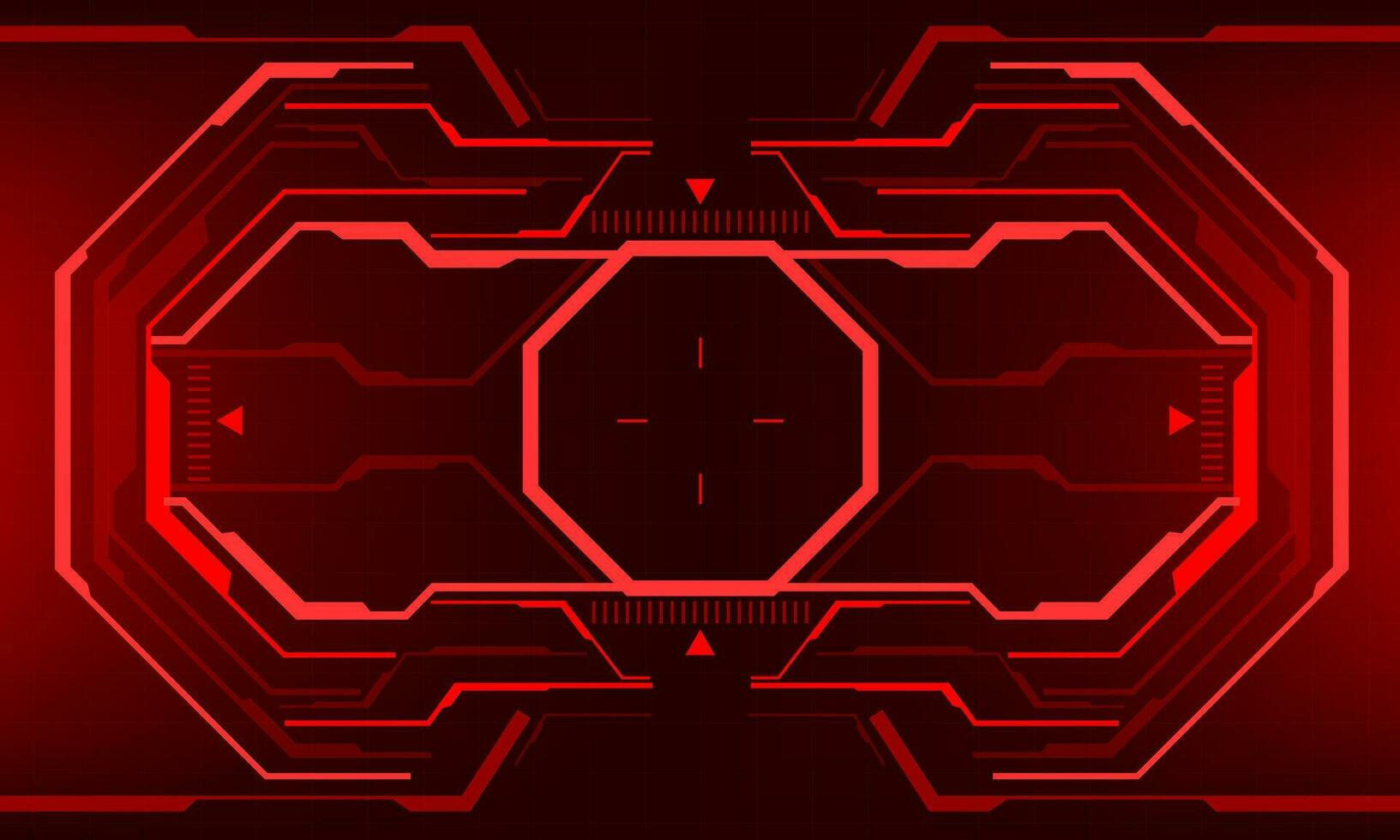 HUD sci-fi interface screen view red octagon geometric design virtual reality futuristic technology creative display vector