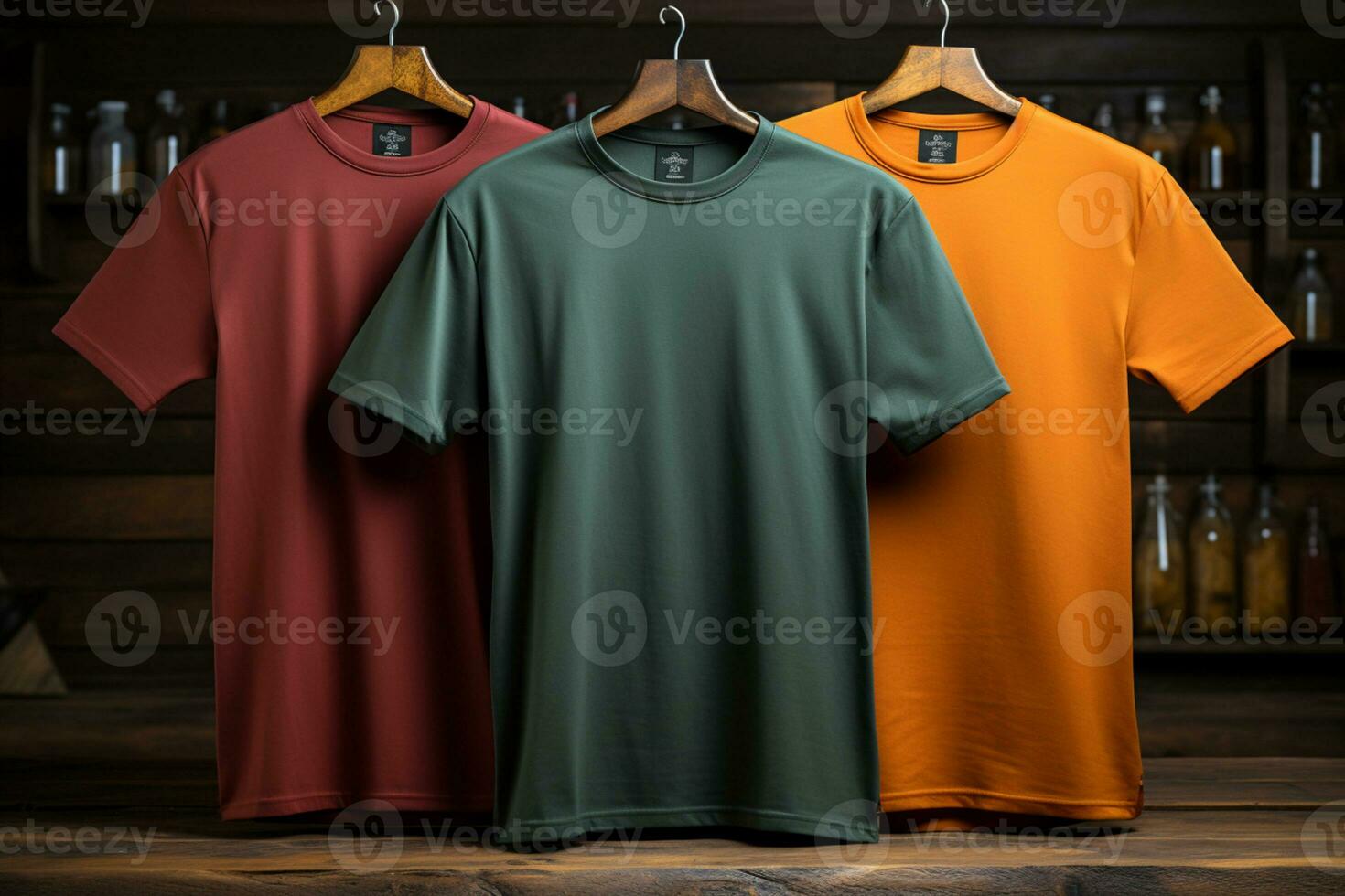 Men's t-shirt realistic mockup in different colors AI Generated photo