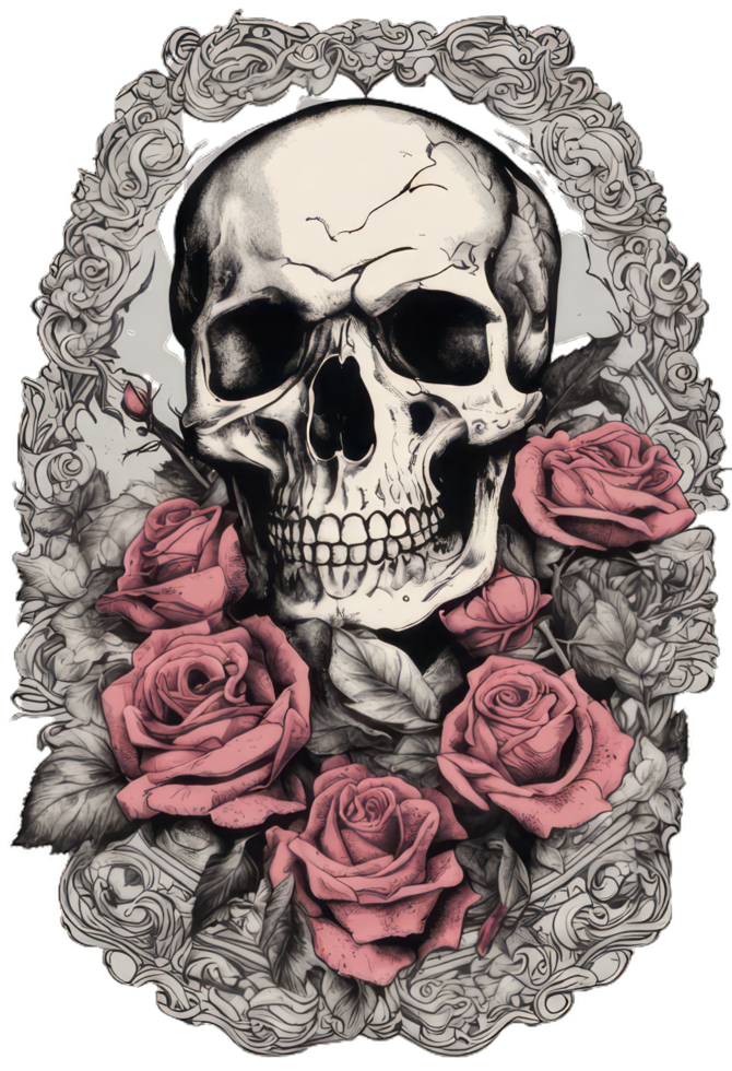AI Generative Skull T-Shirt Design png