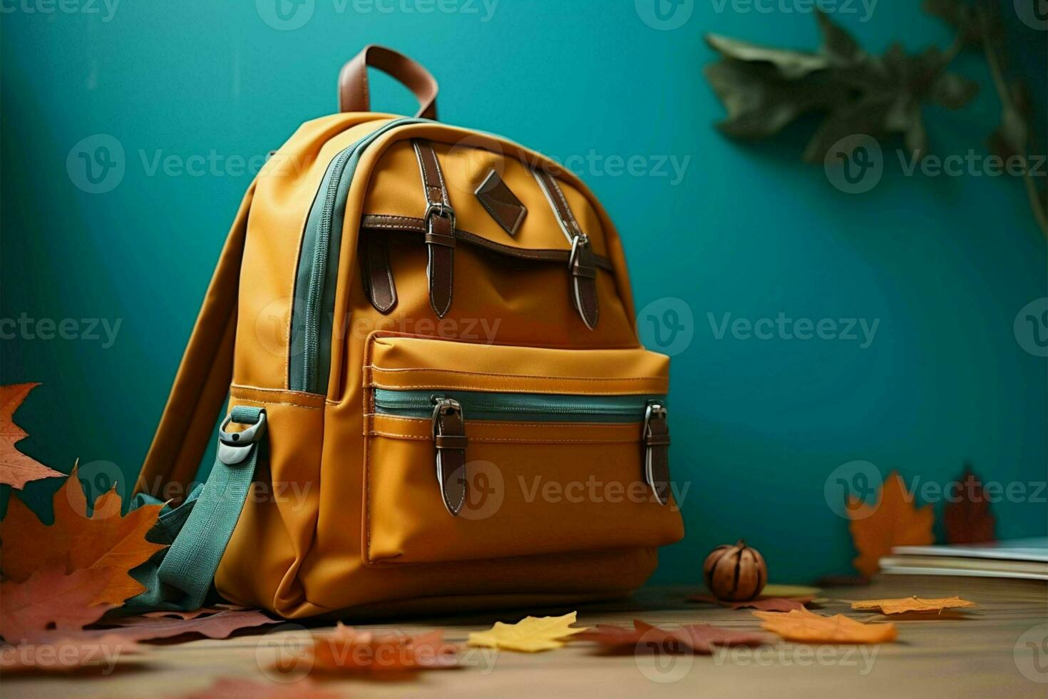 School bag in back to school setting AI Generated photo