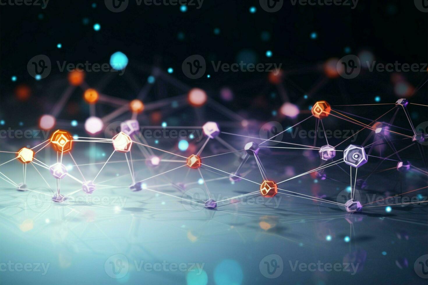 Modern medical connectivity, Abstract molecules, tech icons, network concept illustration AI Generated photo