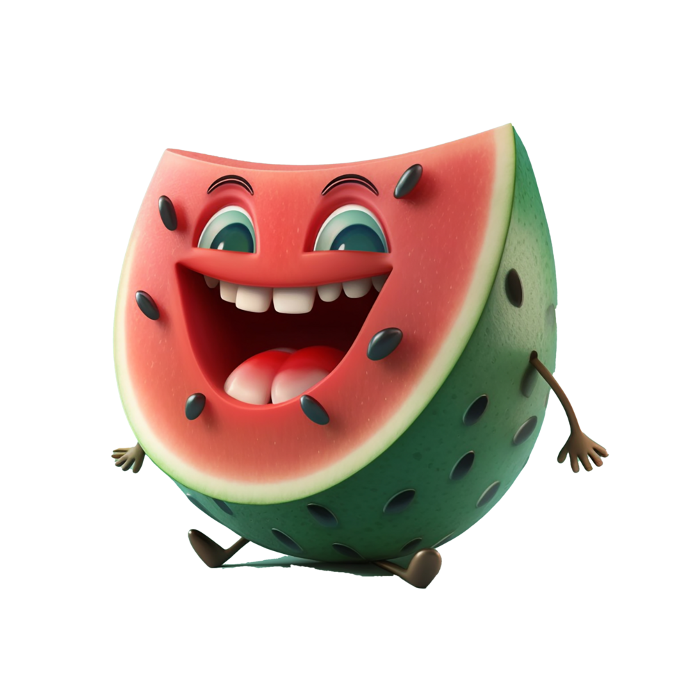 vrij fruit png, schattig grappig fruit groente karakter, tekenfilm stijl, ai generatief png