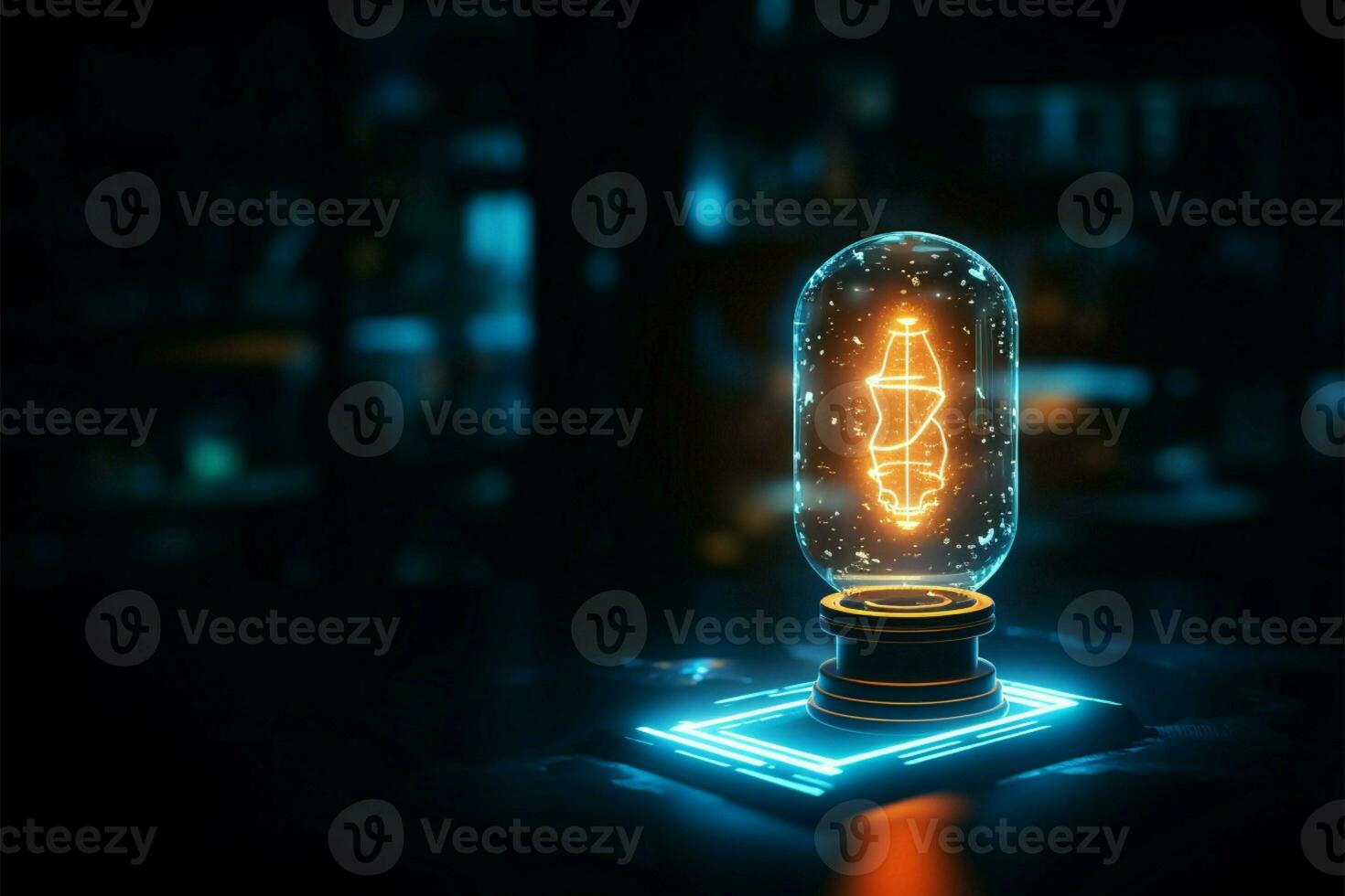 Forming an electric lamp hologram with room for customized content AI Generated photo