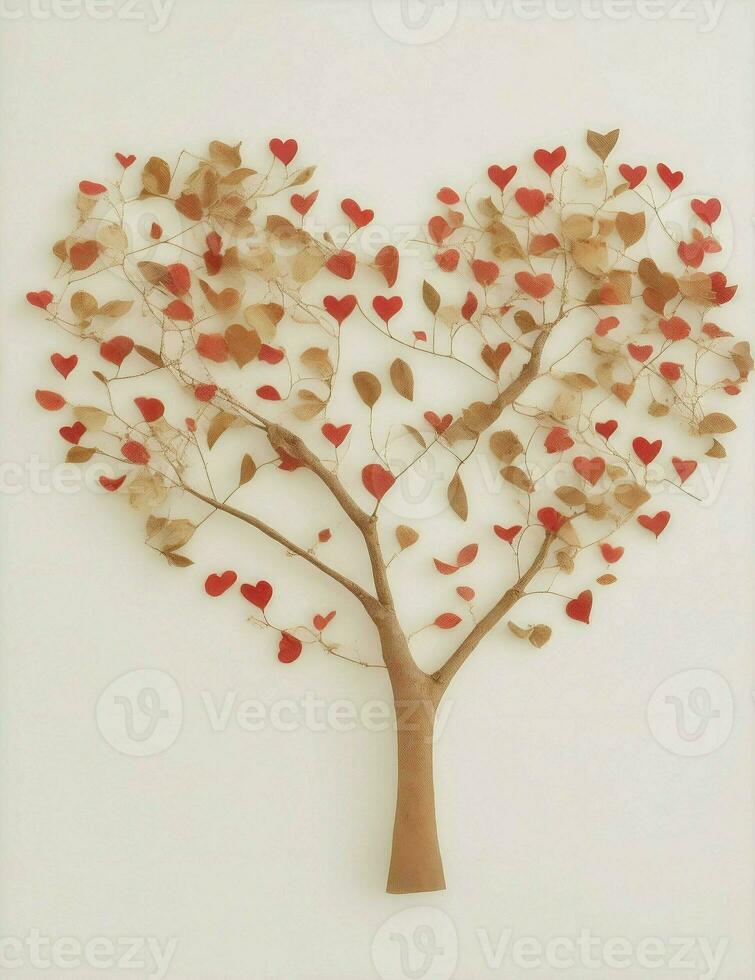 tree with heart leaves illustration photo