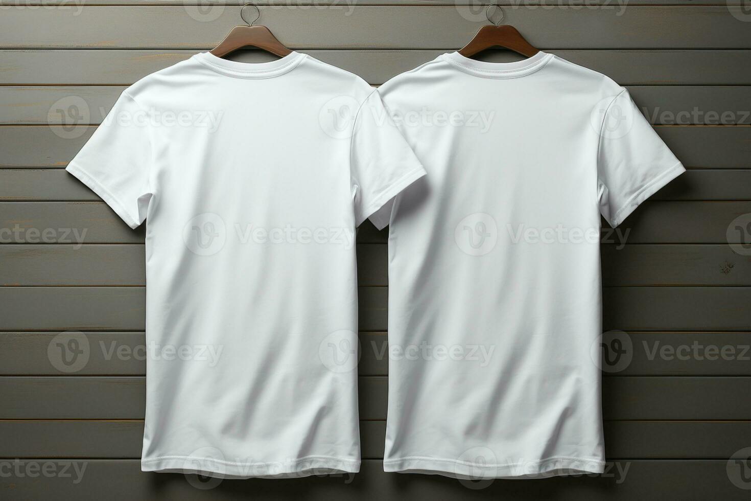Design for apparel, white T-shirt mockup, back view AI Generated photo
