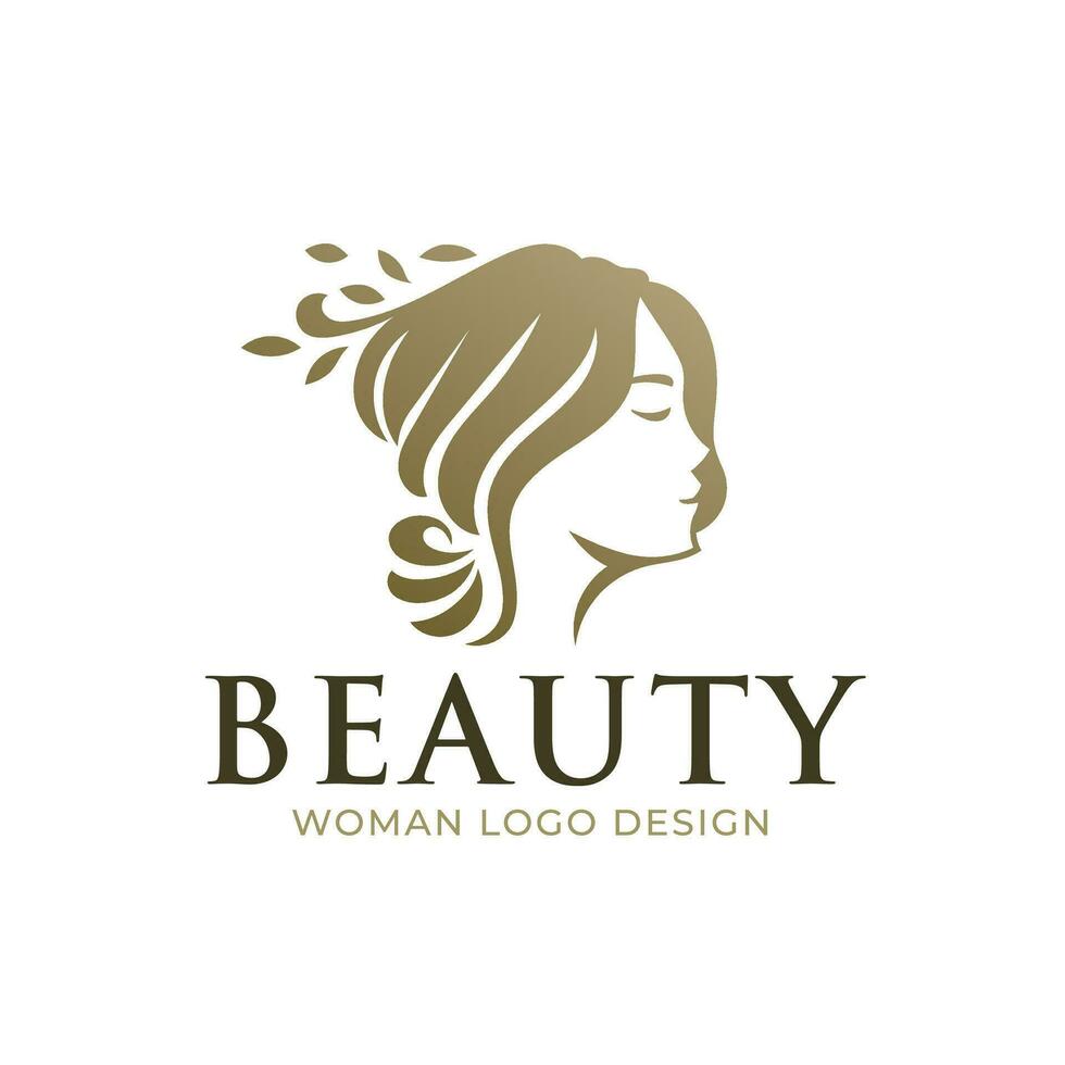 mujer belleza moderno oro elegante logo vector