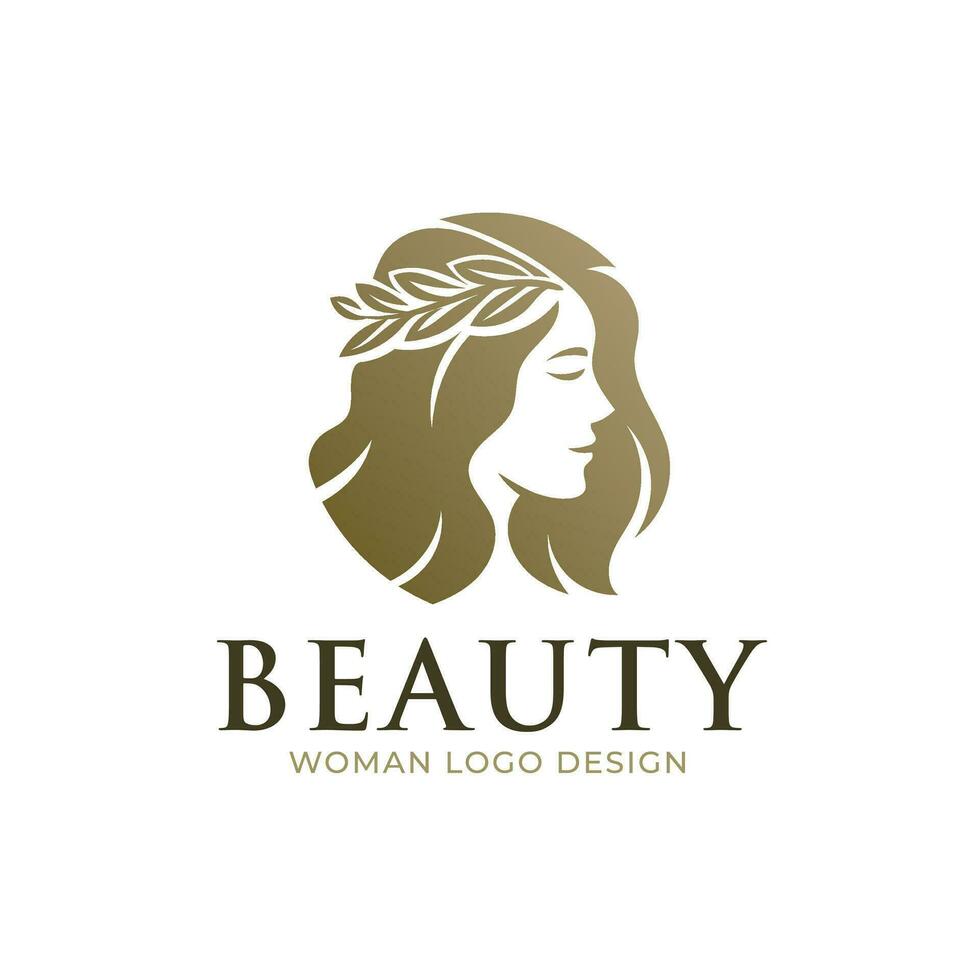 Woman Beauty Modern Gold Elegant Logo vector